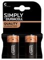 Duracell Simply C Alkaline batterier 2-pk.